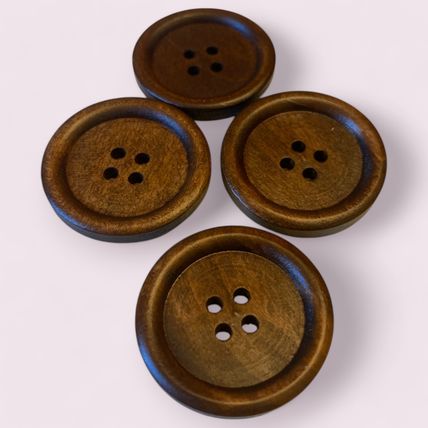 30mm Large Brown Wooden Buttons 4 Hole Sewing Knitting Crafts Classic Button
