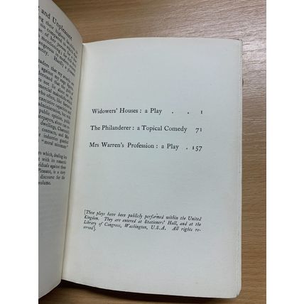 1908 BERNARD SHAW "PLAYS: PLEASANT AND UNPLEASANT" FICTION ANTIQUE BOOK (P3)