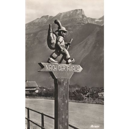 Brienz Wegweiser Nach der Axalp Switzerland RPC Postcard