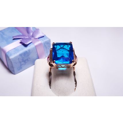 Estate 15ctw Lab Created Topaz &Ruby Scroll basket 925/14kt Rose Gold Ring#22107