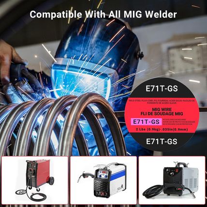 Gasless Flux Core Mig Wire, Mild Steel E71TGS .035-Diameter, 2-Pound Spool (0.03