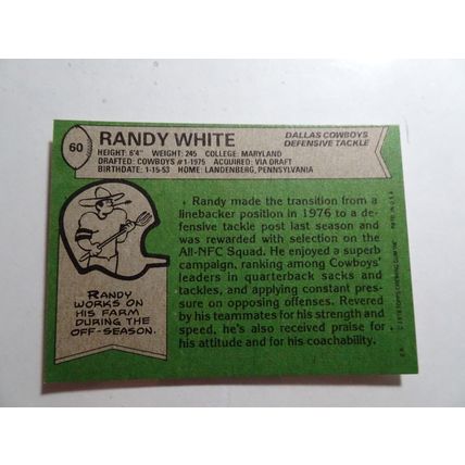 1978 Topps Football Card # 060 Randy White All-Pro Very Good (3) Dallas Cowboys
