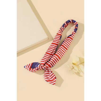 Fiery Red American Flag Bowknot Elastic Headband
