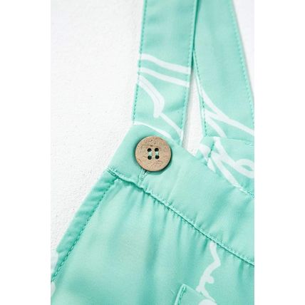 Moonlight Jade Printed Bib Wide Leg Overalls