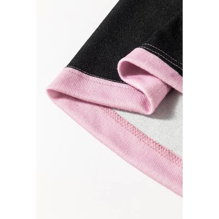 Pink Stripe Color Block Number 22 Print Game Day Loose Long Sleeve Top