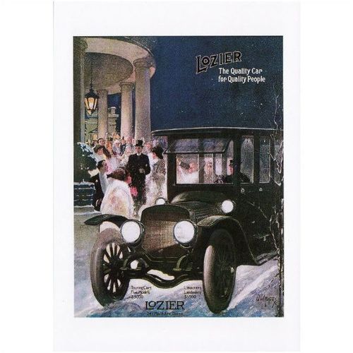 Postcard Poster Art Lozier Touring Car Automobile Detroit USA 1912 Advertisement