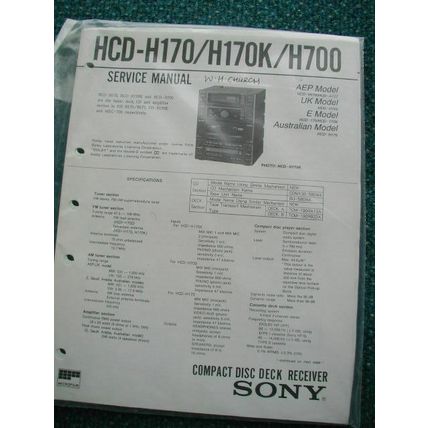 Sony service manual HCD-H170 / H170K / H700