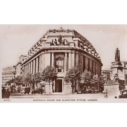 Australia House London Gladstone Statue Monument Antique Real Photo Postcard