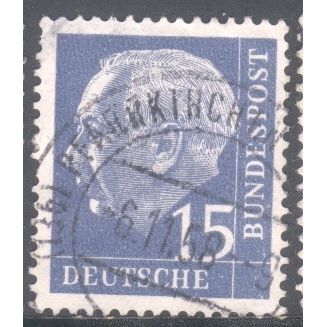 Germany 1954 - 15pf blue - President Heuss - used