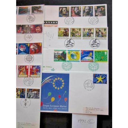 1992 A YEAR GROUP OF NINE COMMEMORATIVE F.D.I. POSTMARKED COVERS. (C) #01199