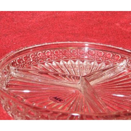Lead Crystal Glass Relish Tray Candy Dish American Crystal Cut 8 Inch
