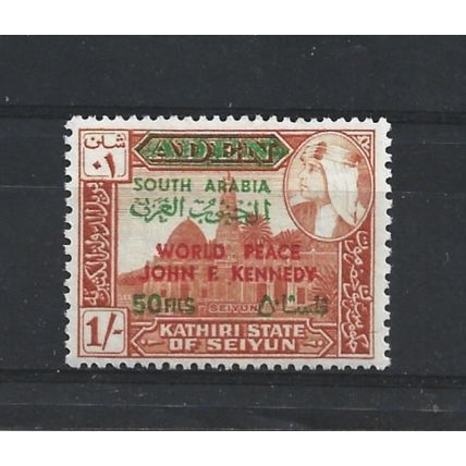 SouthArabianFed.SG102 50f on 1s "World Peace" John F. Kennedy.Mntd Mint.Dec24a