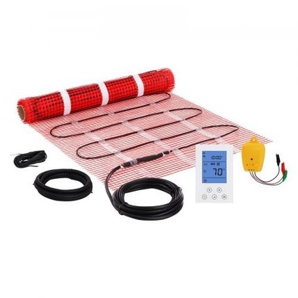 Floor Heating Mat, 10 Sq.ft, Electric Radiant In-Floor Heated Warm System wi...