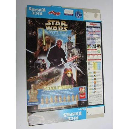 Kellogg`s Rice Krispies 1999 Star Wars Cereal Box Statuettes Box only 600g