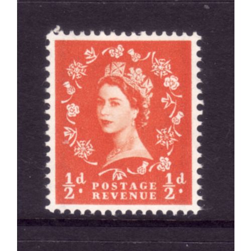 GREAT BRITAIN 1957 GRAPHITE SG561 1/2d ORANGE RED M MINT#