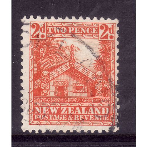 NEW ZEALAND 1936 SG 580 2d ORANGE MAORI CARVED HOUSE FINE USED#7