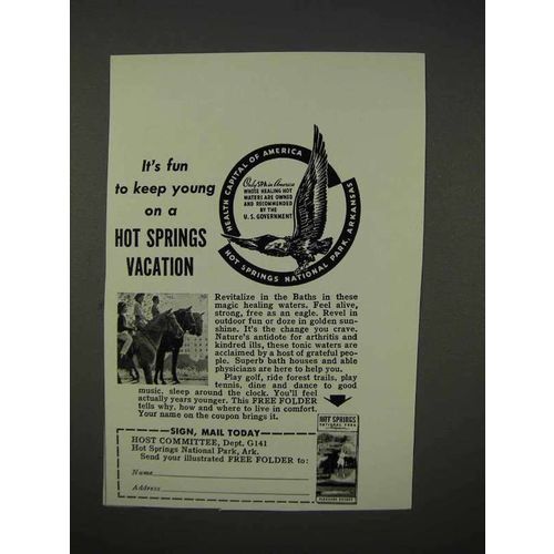 1941 Hot Springs Arkansas Tourism Ad - Keep Young