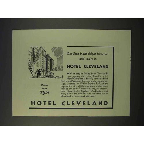 1941 Hotel Cleveland Ad - Step in The Right Direction