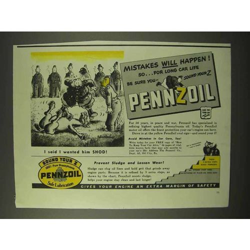 1942 Pennzoil Oil Ad - I Said I wanted him SHOD