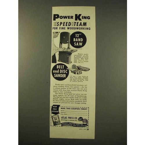 1949 Atlas Press 12" Band Saw, Belt and Disc Sander Ad