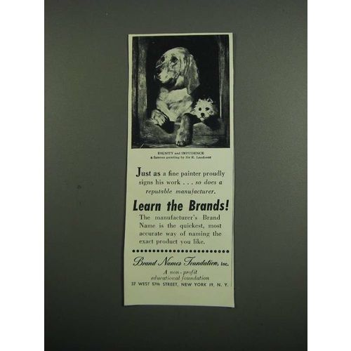 1953 Brand Names Foundation Ad - Sir E. Landseer