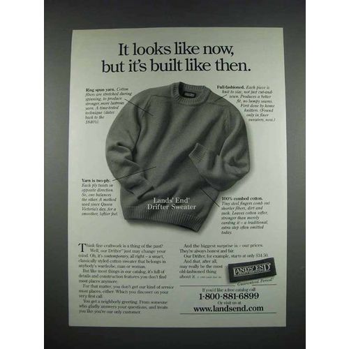 1999 Lands End Drifter Sweater Fashion Ad