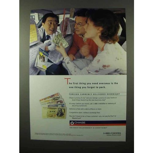 1999 Chase Currency To Go Ad - First Thing You Need