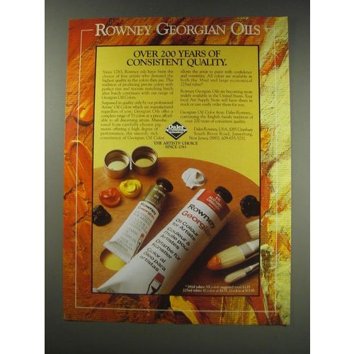 1991 Rowney Georgia Oils Ad - Over 200 years of consistent quality
