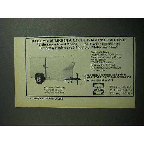 1989 Wells Cargo Cycle Wagon Ad - Haul your bike in a cycle wagon!