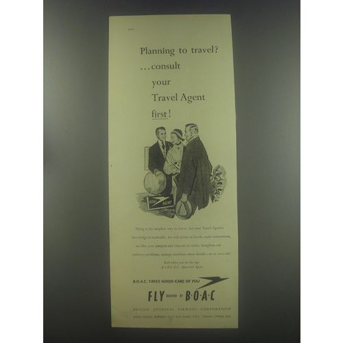 1954 BOAC British Overseas Airways Corporation Ad - Planning to travel?