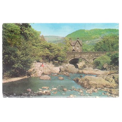 PONT-Y-PAIR, BETWS-Y-COED, used postcard Colourmaster c. 1980 postmark =