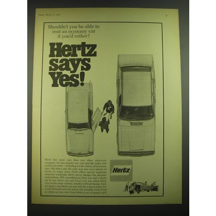 1968 Hertz Rent a Car Ad - Shouldn't you be able to rent an economy car