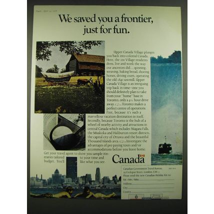 1968 Canada Tourism Ad - We saved you a frontier, just for fun