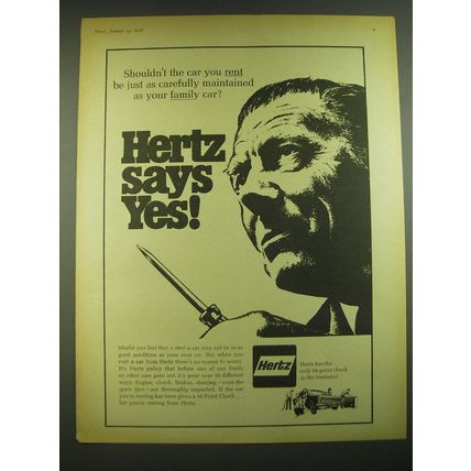 1968 Hertz Rent a Car Ad - Shouldn't the car you rent be carefully maintained
