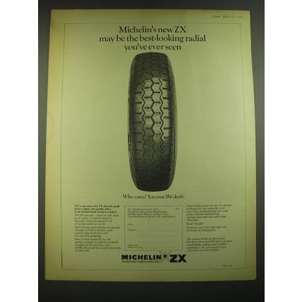 1968 Michelin ZX Tires Ad - Michelin's new ZX may be the best-looking radial