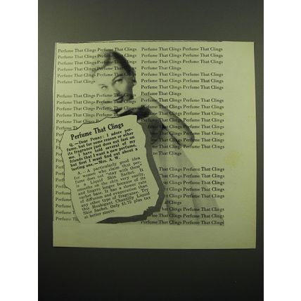 1950 Houbigant Chantilly Liquid Skin Sachet Advertisement - Perfume that clings