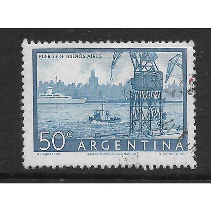 ARGENTINE REP 1954 50c BLUE PORT OF BUENOS AIRES SG 868 FINE USED#