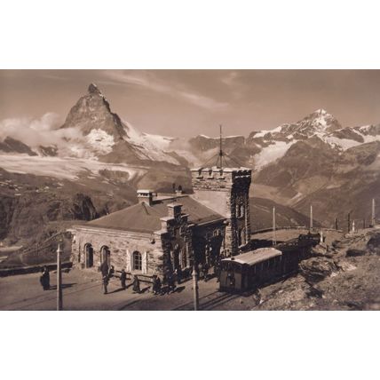 Gornergrat Zermatt Station Gornergrat Matterhorn Dent Blanche Swiss Postcard