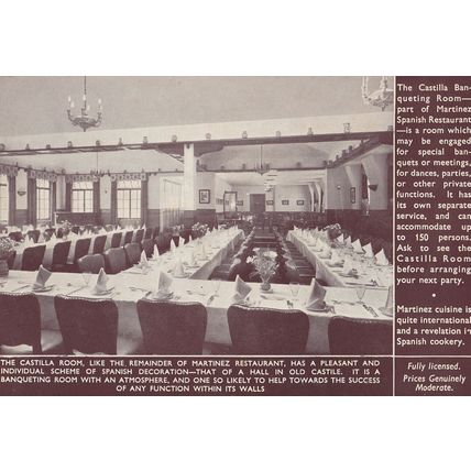 Martinez Spanish Piccadilly Restaurant London Vintage Postcard
