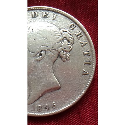 Queen Victoria 1846 .925 Silver Half Crown, Over 170 Years Old Lovely Grade Coin