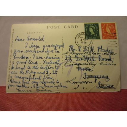 HORNSEY TOWN HALL, LONDON used vintage postcard RP 1956 pm #