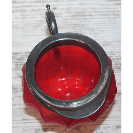 VTG Antique Victorian Cream and Sugar Bowl Pigeon Blood Glass Cranberry Red Rare