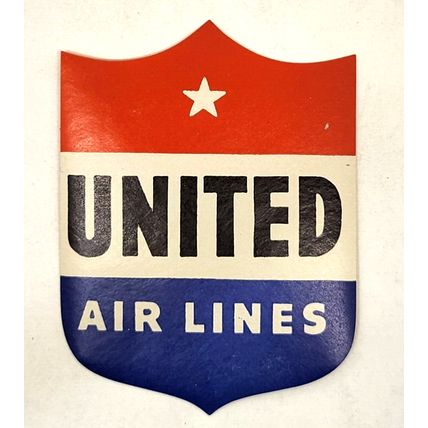United Airlines Mainliners Luggage Label Gum Sticker 1950s-60s Original (A23)