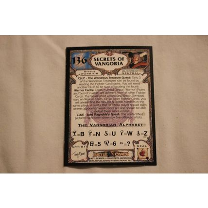 Secrets(4):Secrets of Vangoria 1993 Merlin Battle Cards NO. 136