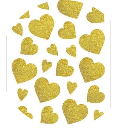 Gold Heart Glitter Stickers Glitter Stickers sheet 10x24 cm, approx. 84 pc CR18