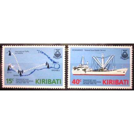 KIRIBATI 1985 ~ S.G. 249 - 250, ~ TRANSPORT AND TELECOMM'S. DECADE. ~ MNH #02973