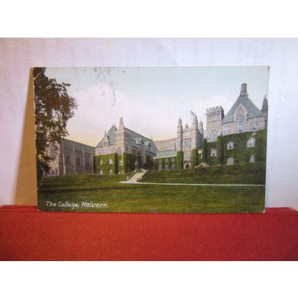 THE COLLEGE, MALVERN, WORCESTERSHIRE. used antique postcard by WHS . 1909 pm =