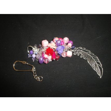 Large leaf red purple pink bag phone charm or keyring B