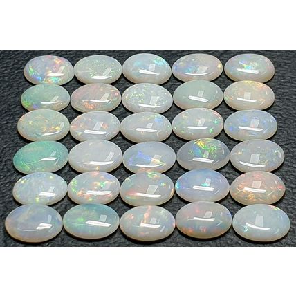 53407 - 30 Aussie Natural Earth Mined Coober Pedy Solid White Opals 8x6 mm Oval