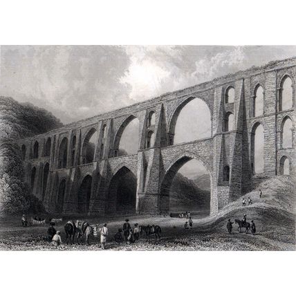 AQUEDUCT OF THE GREEK EMPERORS, NEAR PYRGO 1851 Bartlett VICTORIAN ENGRAVING